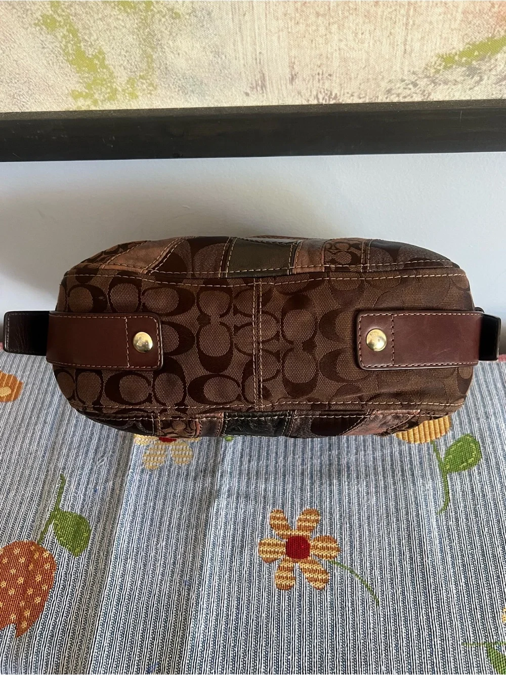 Coach Zoe Patchwork Brown Metallic Hobo Bag